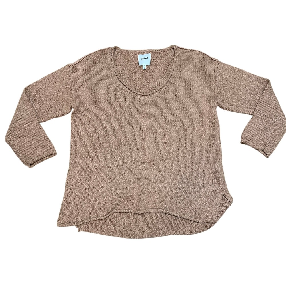 Aerie Women's Small‎ Soft Textured V Neck Long Sleeve Sweater Top Rose Quartz